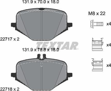 Textar 2271701 - Гальмівні колодки, дискові гальма autozip.com.ua