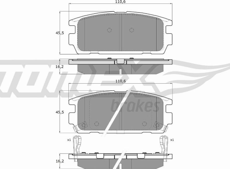 TOMEX brakes TX 19-58 - Гальмівні колодки, дискові гальма autozip.com.ua