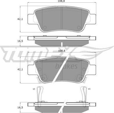 TOMEX brakes TX 19-07 - Гальмівні колодки, дискові гальма autozip.com.ua