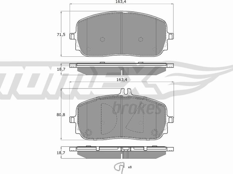 TOMEX brakes TX 19-71 - Гальмівні колодки, дискові гальма autozip.com.ua