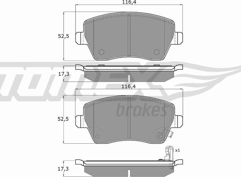 TOMEX brakes TX 14-162 - Гальмівні колодки, дискові гальма autozip.com.ua