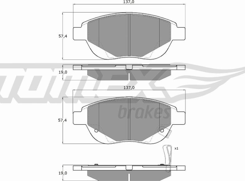 TOMEX brakes TX 14-86 - Гальмівні колодки, дискові гальма autozip.com.ua