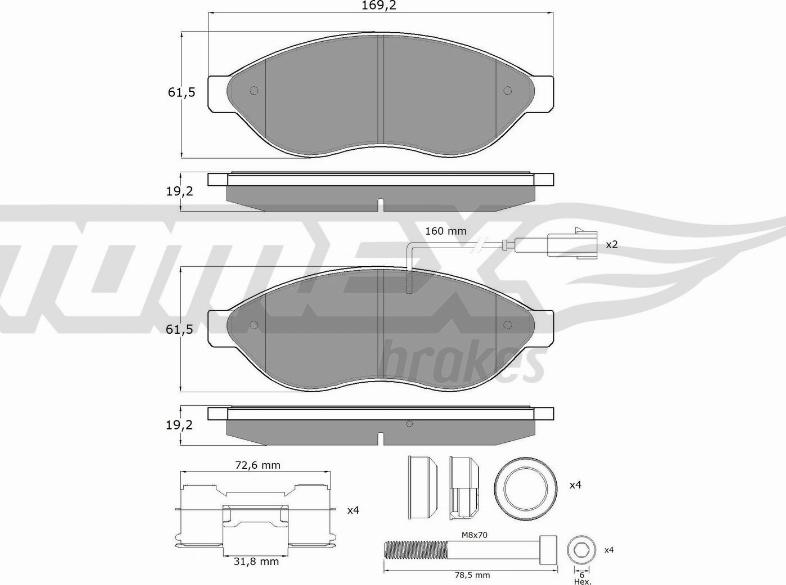 TOMEX brakes TX 14-391 - Гальмівні колодки, дискові гальма autozip.com.ua