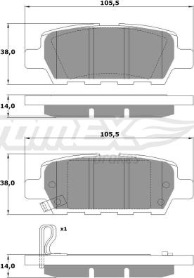 TOMEX brakes TX 14-21 - Гальмівні колодки, дискові гальма autozip.com.ua