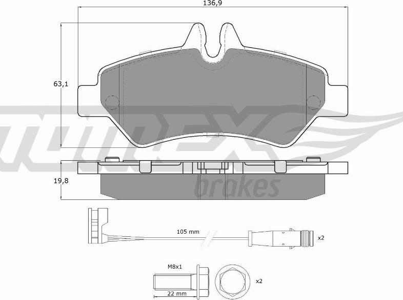 TOMEX brakes TX 14-27 - Гальмівні колодки, дискові гальма autozip.com.ua