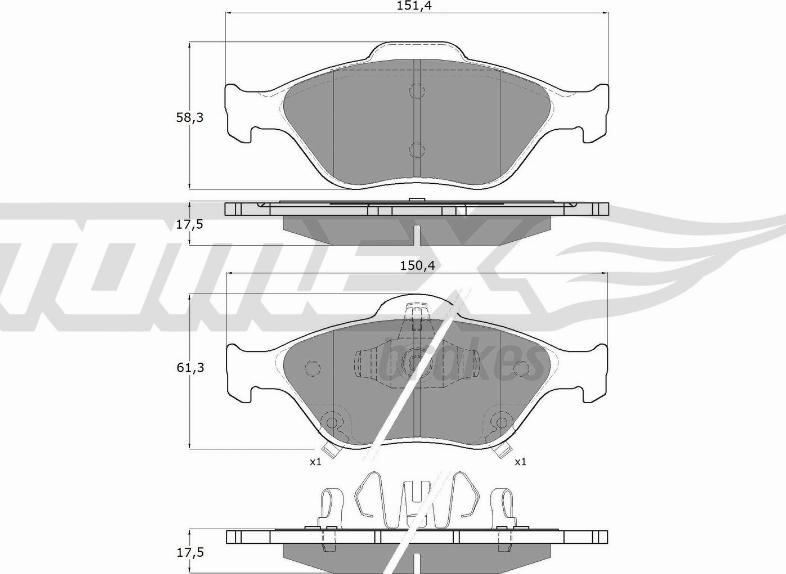 TOMEX brakes TX 15-00 - Гальмівні колодки, дискові гальма autozip.com.ua