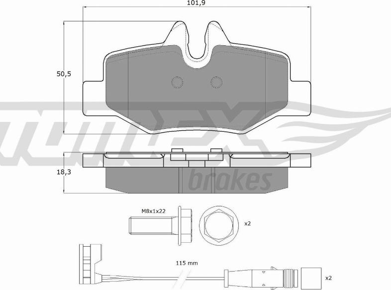 TOMEX brakes TX 15-13 - Гальмівні колодки, дискові гальма autozip.com.ua