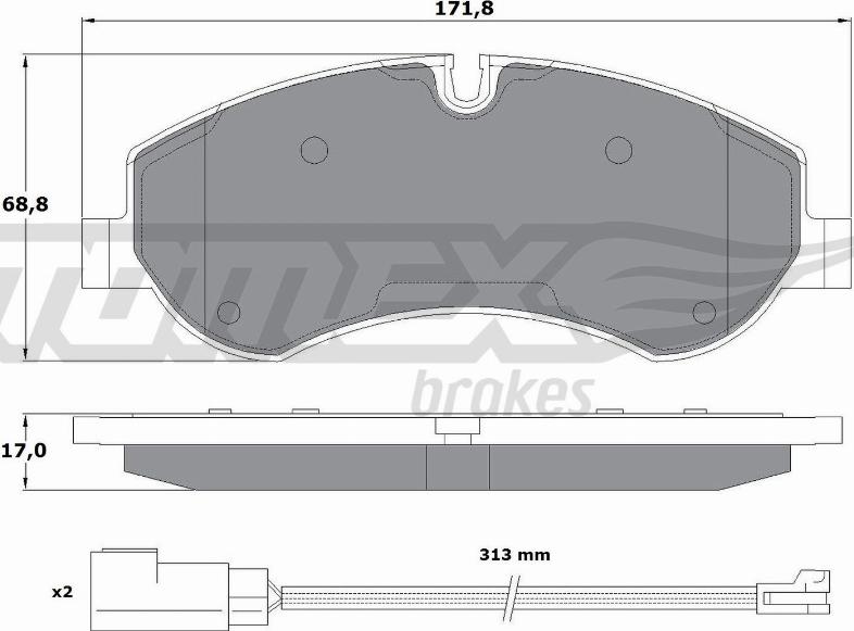 TOMEX brakes TX 16-95 - Гальмівні колодки, дискові гальма autozip.com.ua
