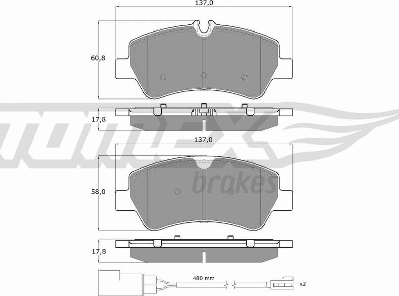 TOMEX brakes TX 16-961 - Гальмівні колодки, дискові гальма autozip.com.ua