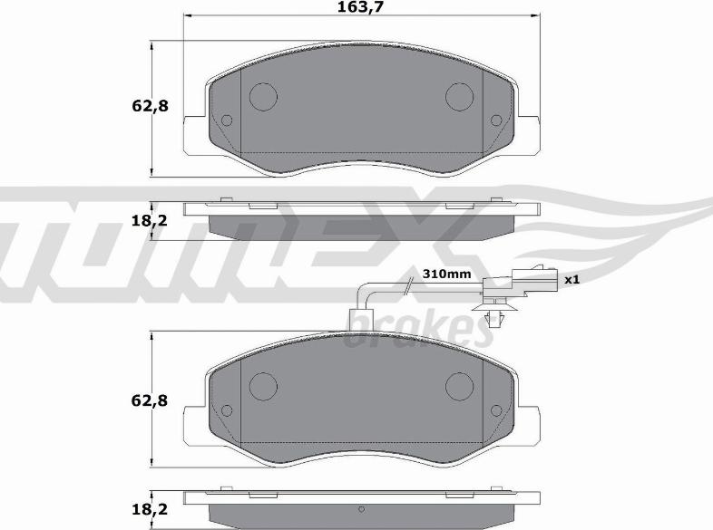 TOMEX brakes TX 16-49 - Гальмівні колодки, дискові гальма autozip.com.ua