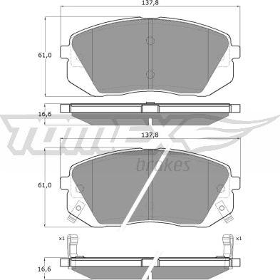 TOMEX brakes TX 16-44 - Гальмівні колодки, дискові гальма autozip.com.ua