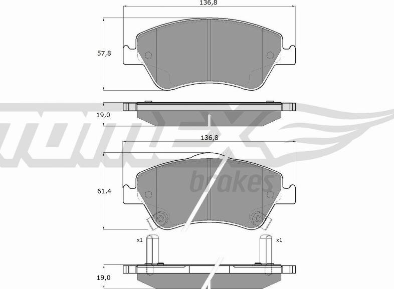 TOMEX brakes TX 16-45 - Гальмівні колодки, дискові гальма autozip.com.ua