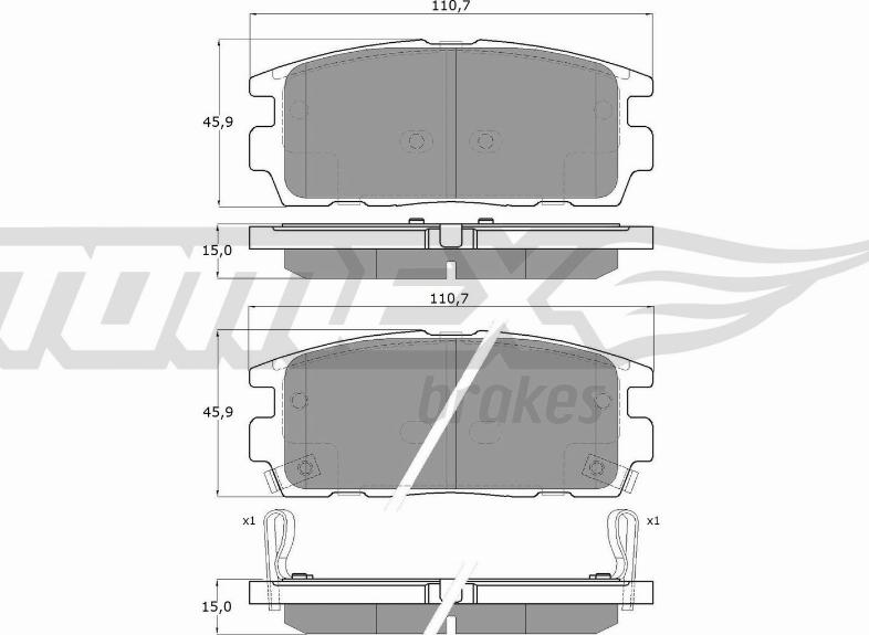 TOMEX brakes TX 16-43 - Гальмівні колодки, дискові гальма autozip.com.ua
