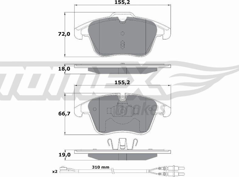TOMEX brakes TX 16-55 - Гальмівні колодки, дискові гальма autozip.com.ua