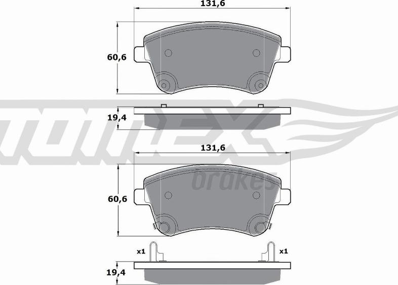 TOMEX brakes TX 16-53 - Гальмівні колодки, дискові гальма autozip.com.ua