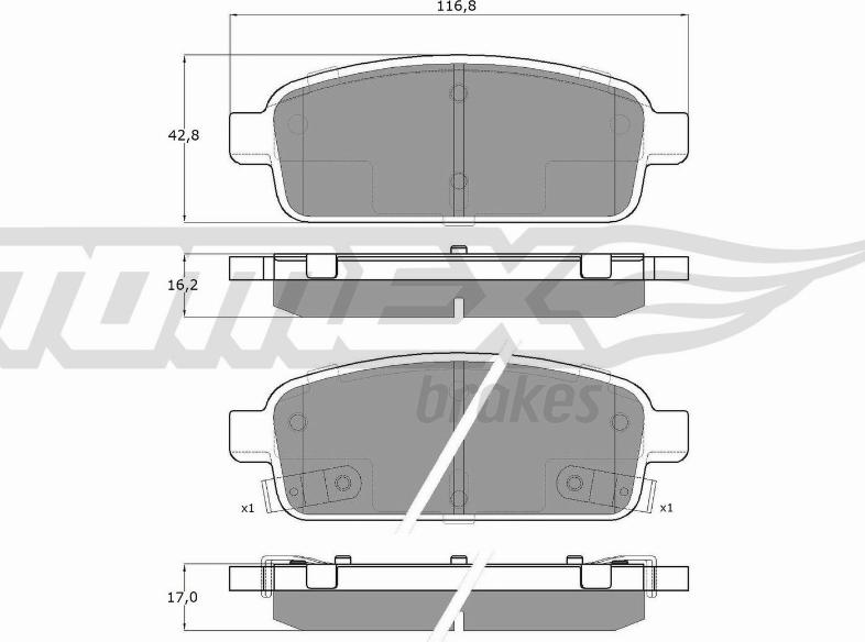 TOMEX brakes TX 16-52 - Гальмівні колодки, дискові гальма autozip.com.ua