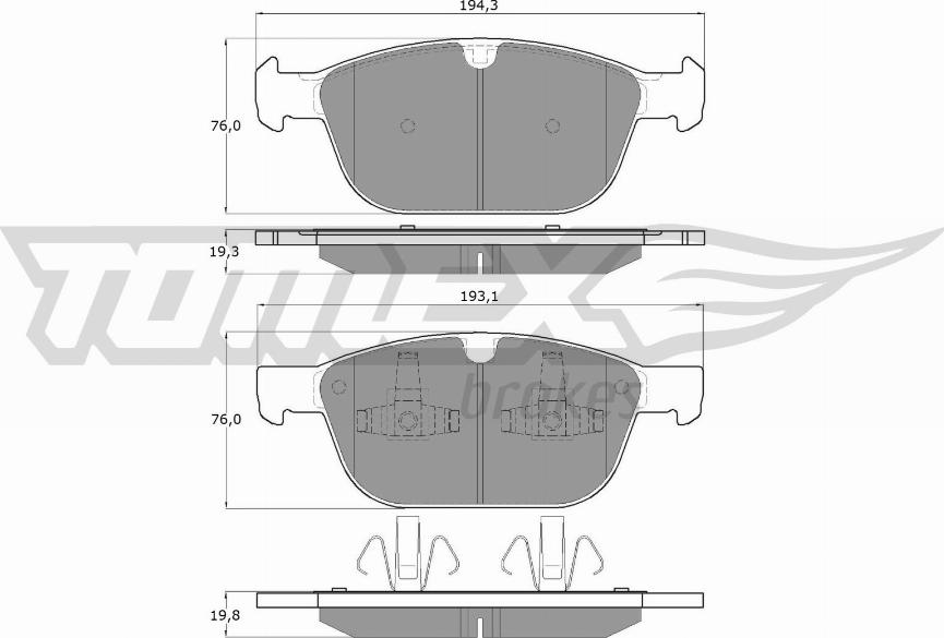 TOMEX brakes TX 16-57 - Гальмівні колодки, дискові гальма autozip.com.ua