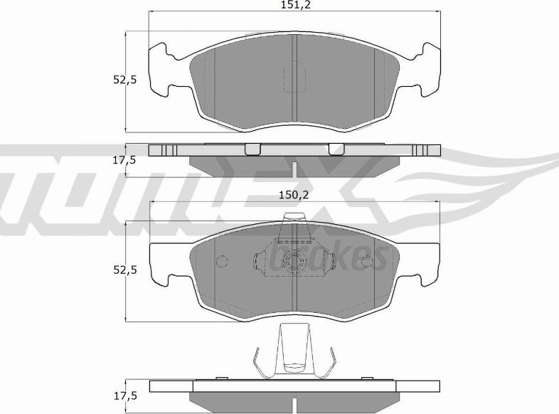 TOMEX brakes TX 16-61 - Гальмівні колодки, дискові гальма autozip.com.ua