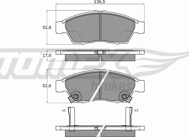 TOMEX brakes TX 16-08 - Гальмівні колодки, дискові гальма autozip.com.ua