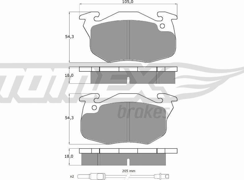 TOMEX brakes TX 10-34 - Гальмівні колодки, дискові гальма autozip.com.ua