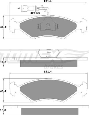 TOMEX brakes TX 10-281 - Гальмівні колодки, дискові гальма autozip.com.ua