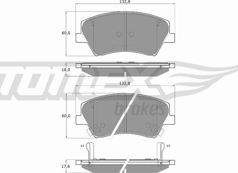 TOMEX brakes TX 18-68 - Гальмівні колодки, дискові гальма autozip.com.ua