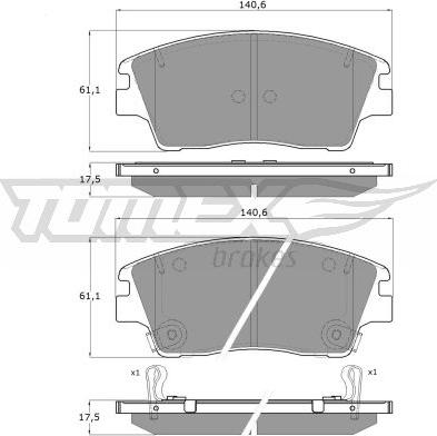 TOMEX brakes TX 18-67 - Гальмівні колодки, дискові гальма autozip.com.ua