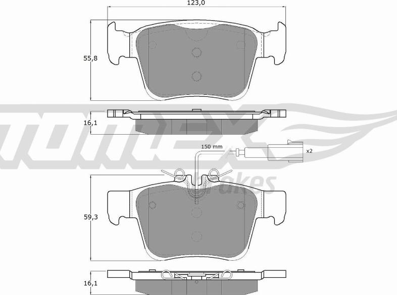 TOMEX brakes TX 18-161 - Гальмівні колодки, дискові гальма autozip.com.ua