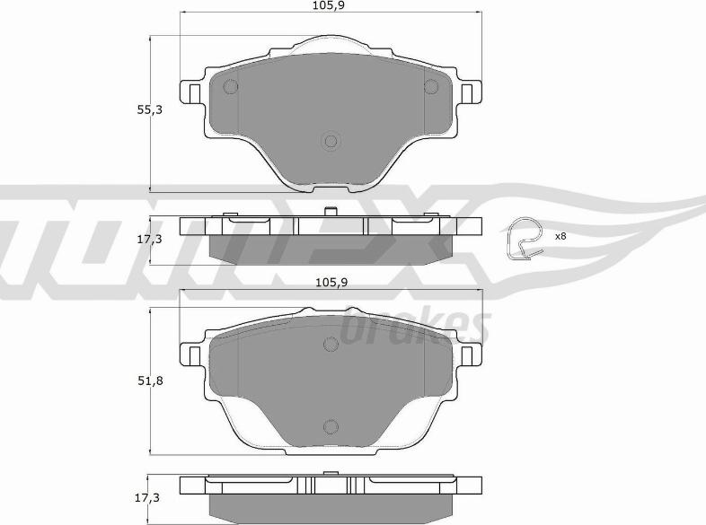 TOMEX brakes TX 18-37 - Гальмівні колодки, дискові гальма autozip.com.ua