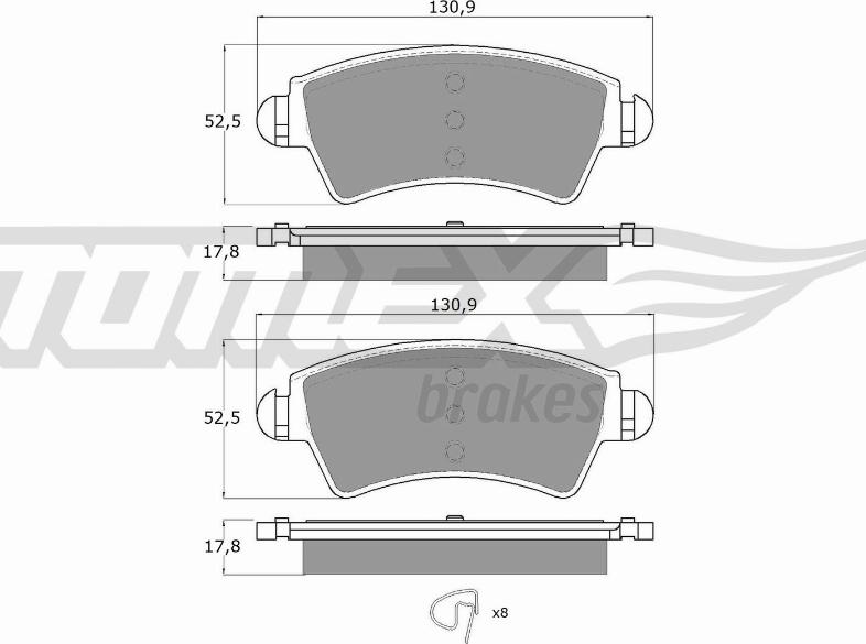 TOMEX brakes TX 13-44 - Гальмівні колодки, дискові гальма autozip.com.ua