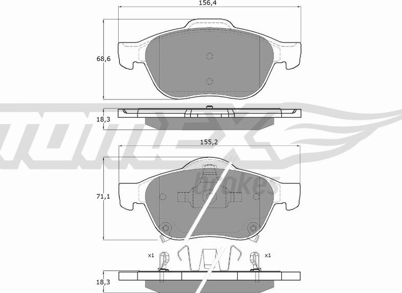 TOMEX brakes TX 13-64 - Гальмівні колодки, дискові гальма autozip.com.ua