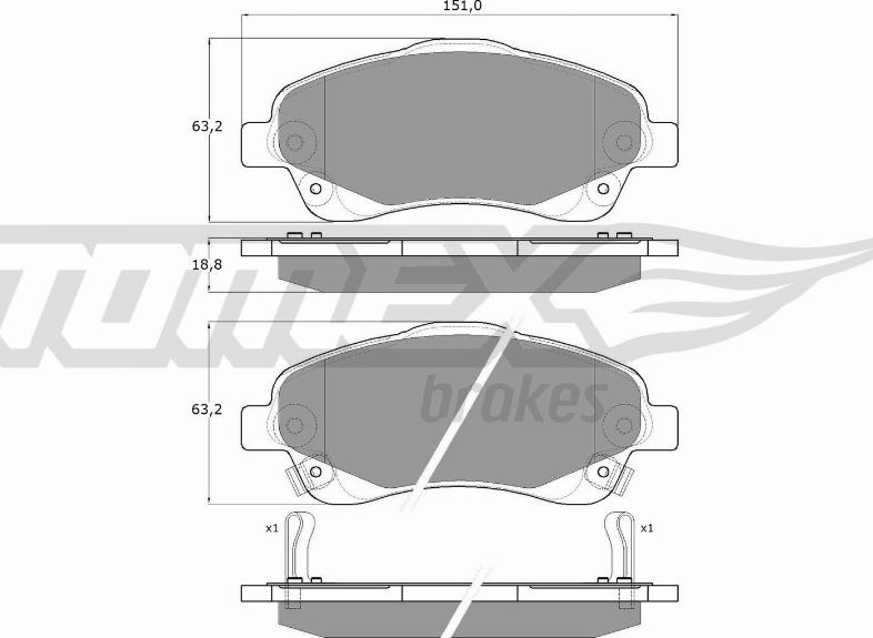 TOMEX brakes TX 13-61 - Гальмівні колодки, дискові гальма autozip.com.ua