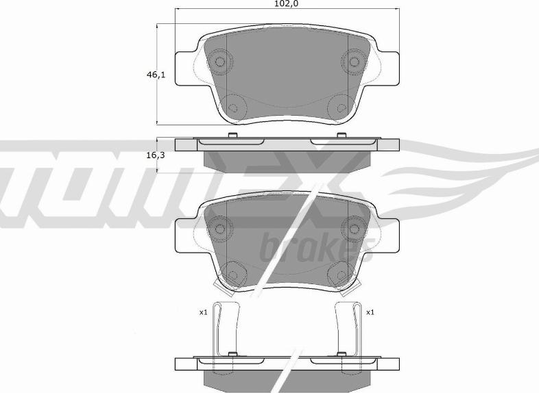 TOMEX brakes TX 13-62 - Гальмівні колодки, дискові гальма autozip.com.ua