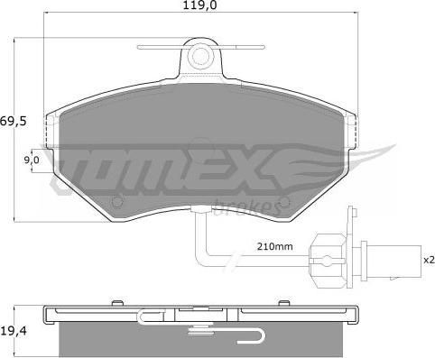 TOMEX brakes TX 13-121 - Гальмівні колодки, дискові гальма autozip.com.ua
