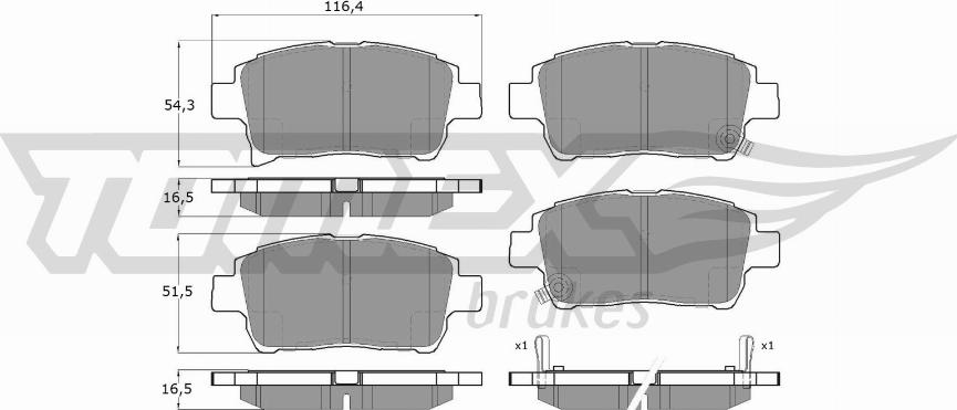 TOMEX brakes TX 13-76 - Гальмівні колодки, дискові гальма autozip.com.ua