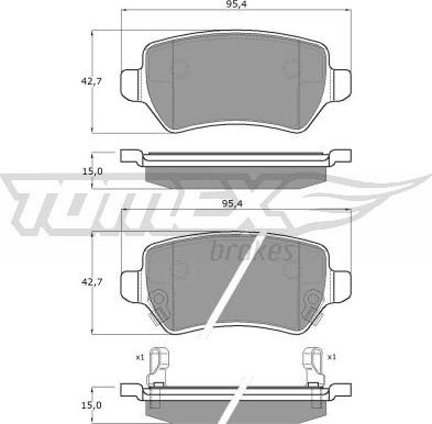 TOMEX brakes TX 12-97 - Гальмівні колодки, дискові гальма autozip.com.ua