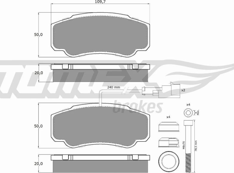 TOMEX brakes TX 12-461 - Гальмівні колодки, дискові гальма autozip.com.ua