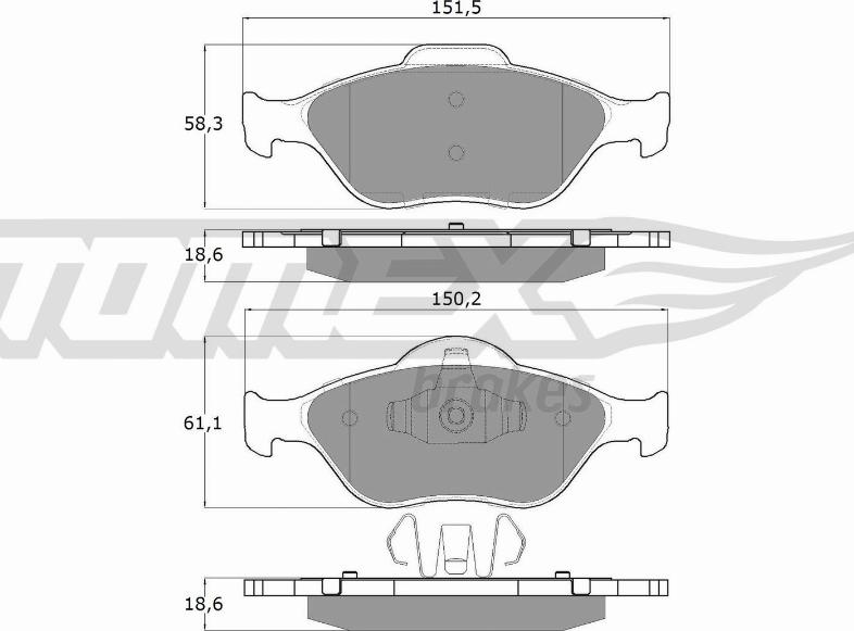 TOMEX brakes TX 12-55 - Гальмівні колодки, дискові гальма autozip.com.ua