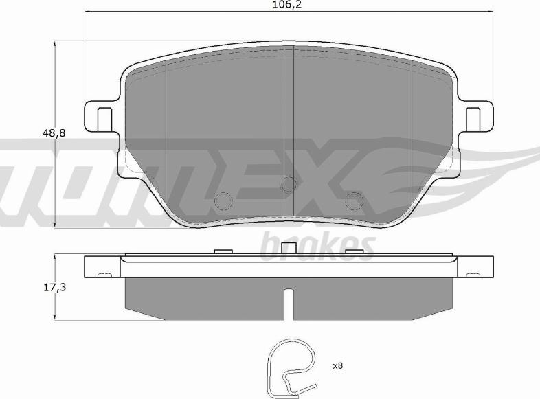 TOMEX brakes TX 12-08 - Гальмівні колодки, дискові гальма autozip.com.ua