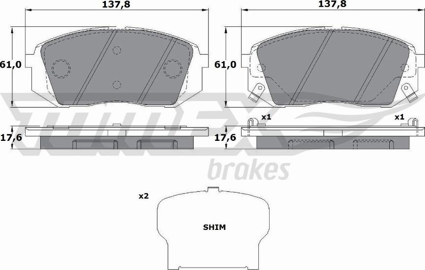 TOMEX brakes TX 17-47 - Гальмівні колодки, дискові гальма autozip.com.ua
