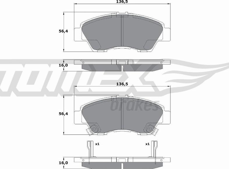TOMEX brakes TX 17-55 - Гальмівні колодки, дискові гальма autozip.com.ua