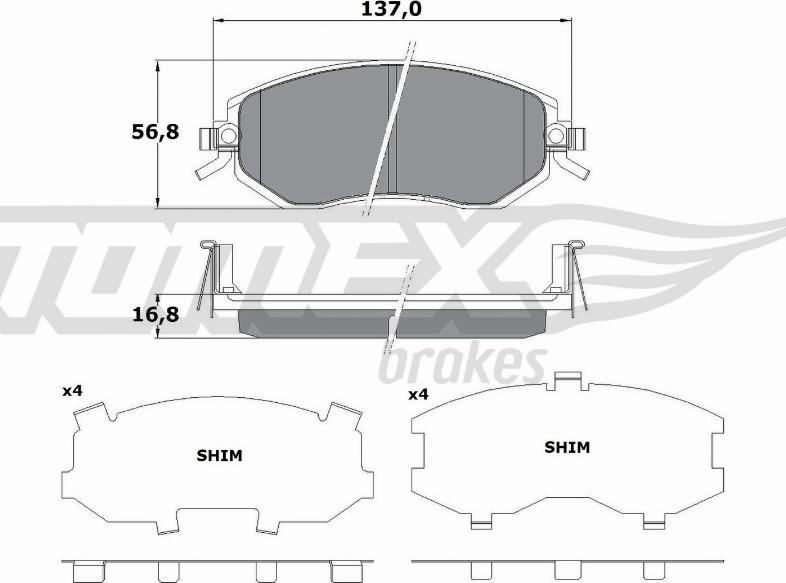 TOMEX brakes TX 17-65 - Гальмівні колодки, дискові гальма autozip.com.ua