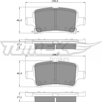 TOMEX brakes TX 17-88 - Гальмівні колодки, дискові гальма autozip.com.ua