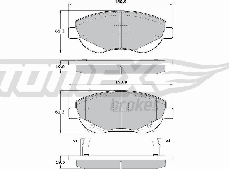 TOMEX brakes TX 17-20 - Гальмівні колодки, дискові гальма autozip.com.ua