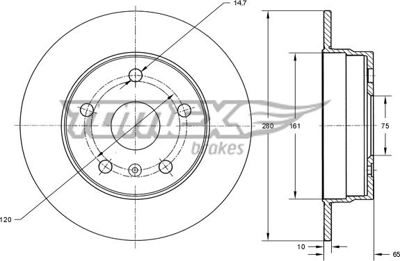 TOMEX brakes TX 74-00 - Гальмівний диск autozip.com.ua