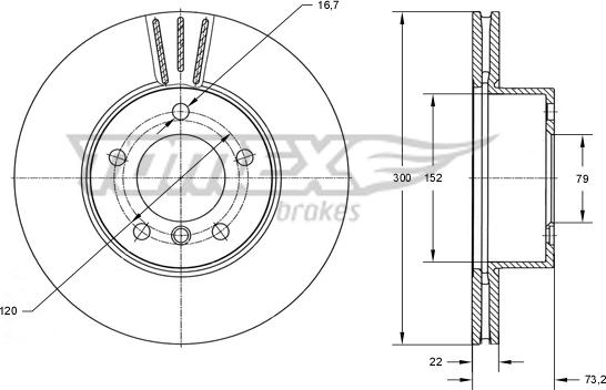 TOMEX brakes TX 74-01 - Гальмівний диск autozip.com.ua