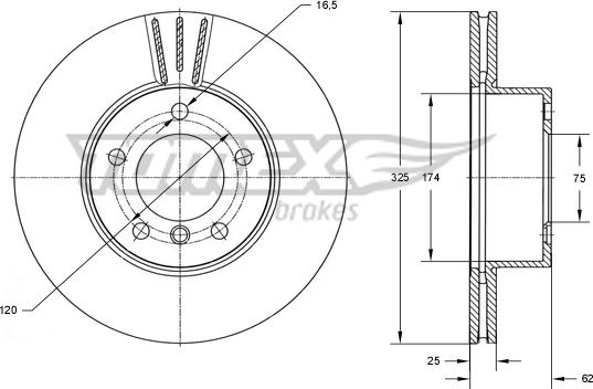 TOMEX brakes TX 74-02 - Гальмівний диск autozip.com.ua