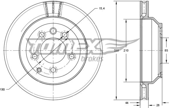 TOMEX brakes TX 74-16 - Гальмівний диск autozip.com.ua