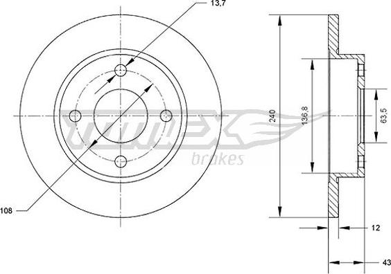 TOMEX brakes TX 70-99 - Гальмівний диск autozip.com.ua