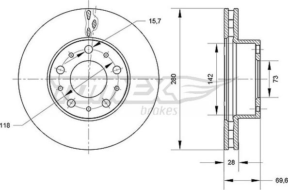 TOMEX brakes TX 70-95 - Гальмівний диск autozip.com.ua